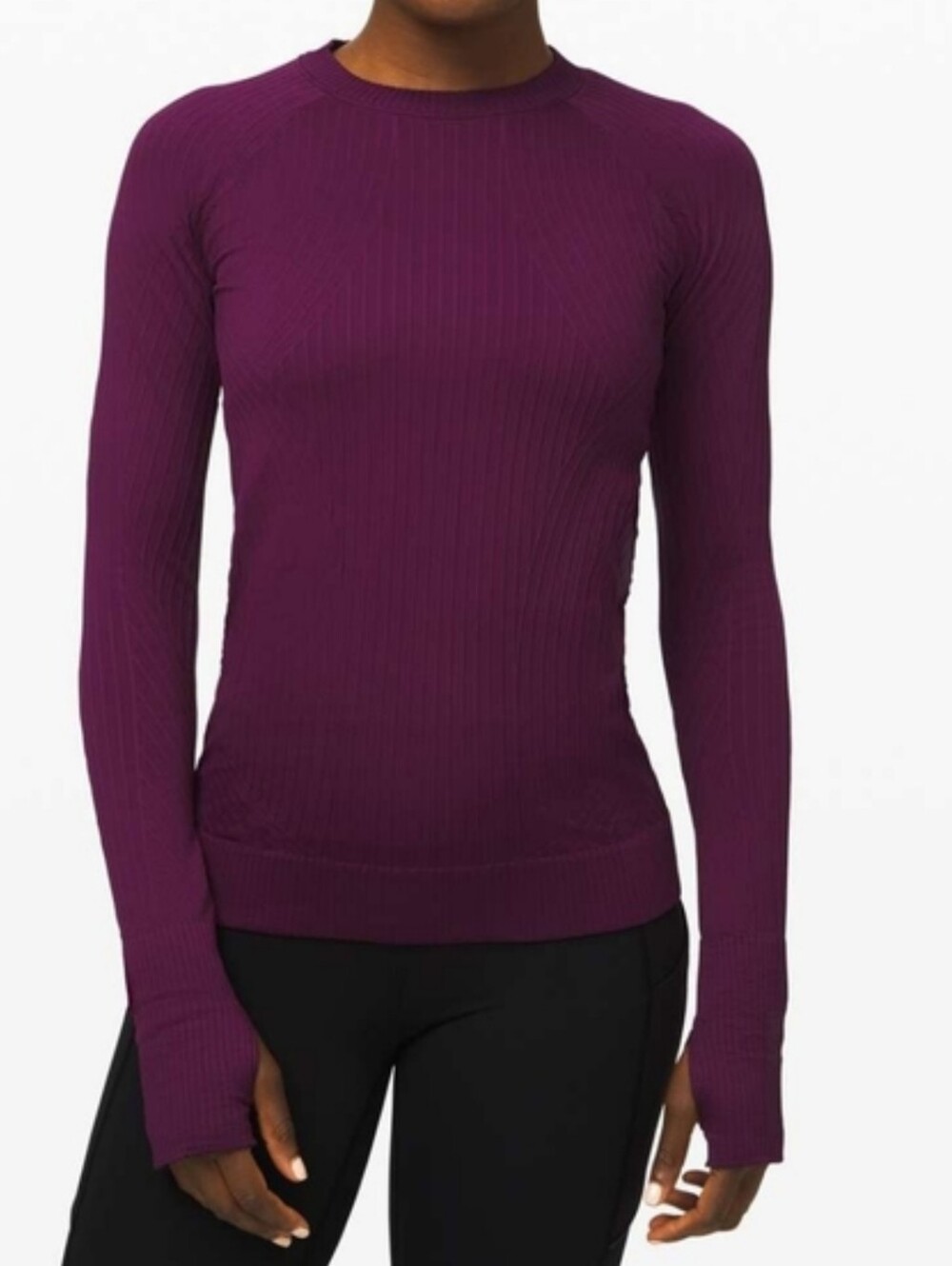 Lululemon Slim Ribbed Long-Sleeve Top in Deep Plum